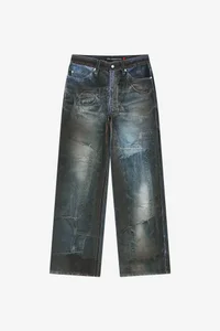 UNISEX ILLUSION PATCHWORK TROMPE L'OEIL JEANS thumb 14