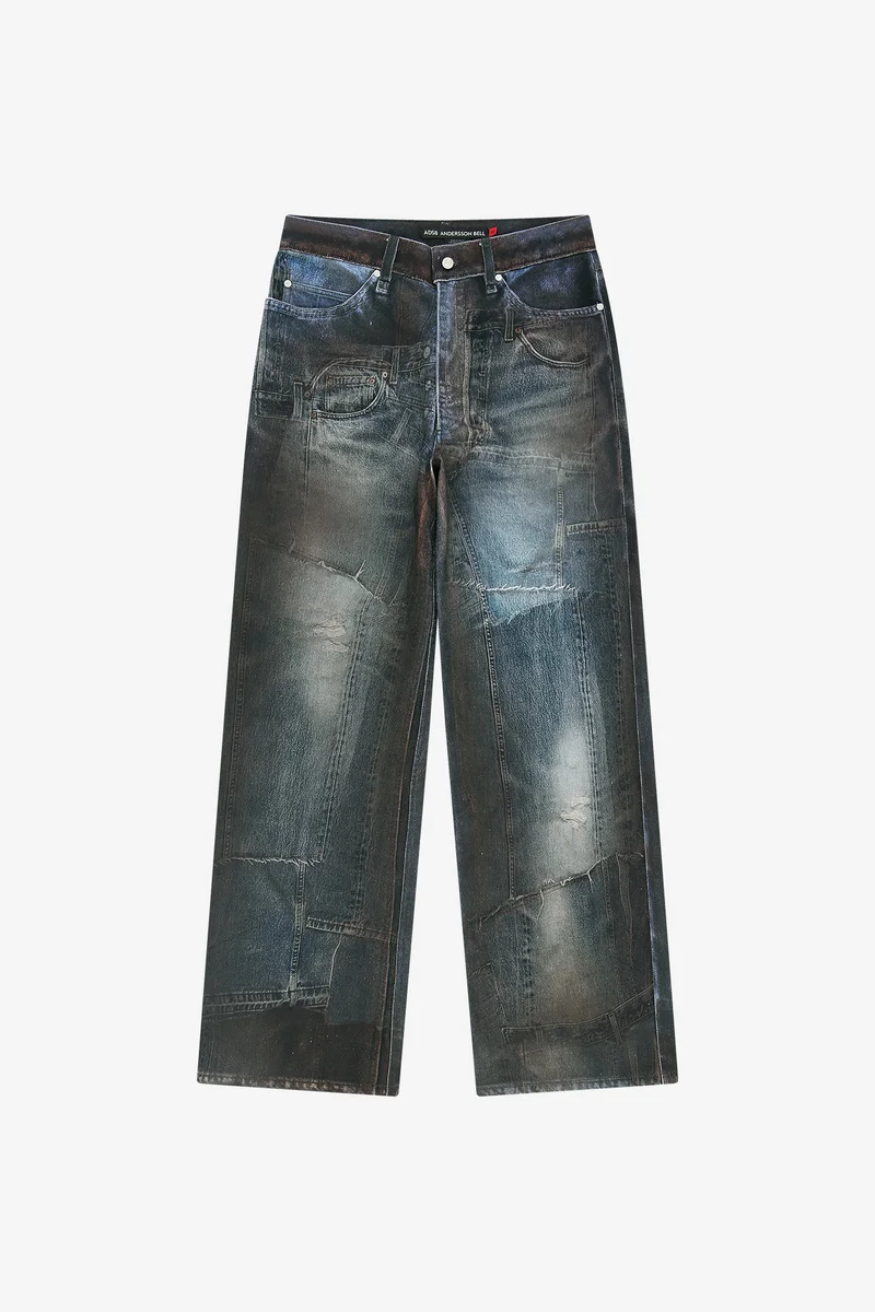 UNISEX ILLUSION PATCHWORK TROMPE L'OEIL JEANS 14