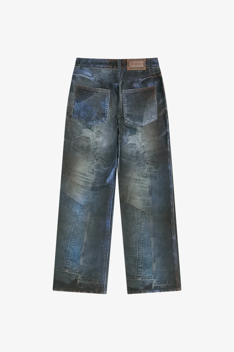 UNISEX ILLUSION PATCHWORK TROMPE L'OEIL JEANS 15