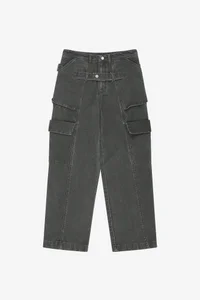 BELT LAYERED CARGO WIDE-LEG JEANS