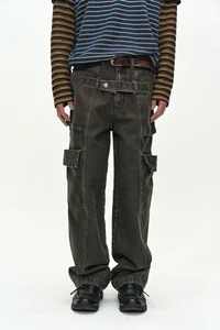 BELT LAYERED CARGO WIDE-LEG JEANS thumb 5