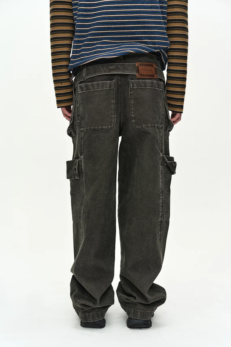 BELT LAYERED CARGO WIDE-LEG JEANS 7