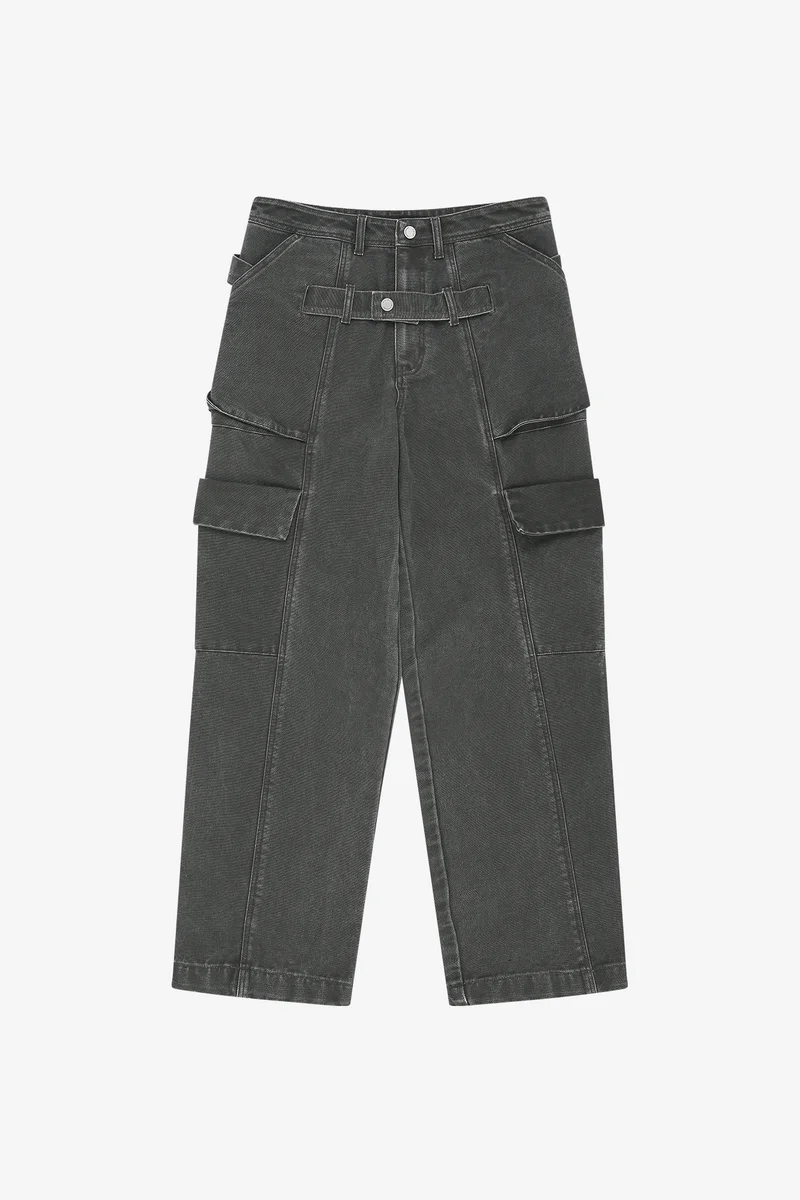 BELT LAYERED CARGO WIDE-LEG JEANS 13