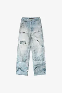 DISTRESSED TROMPE-L’ŒIL CARPENTER JEANS thumb 8