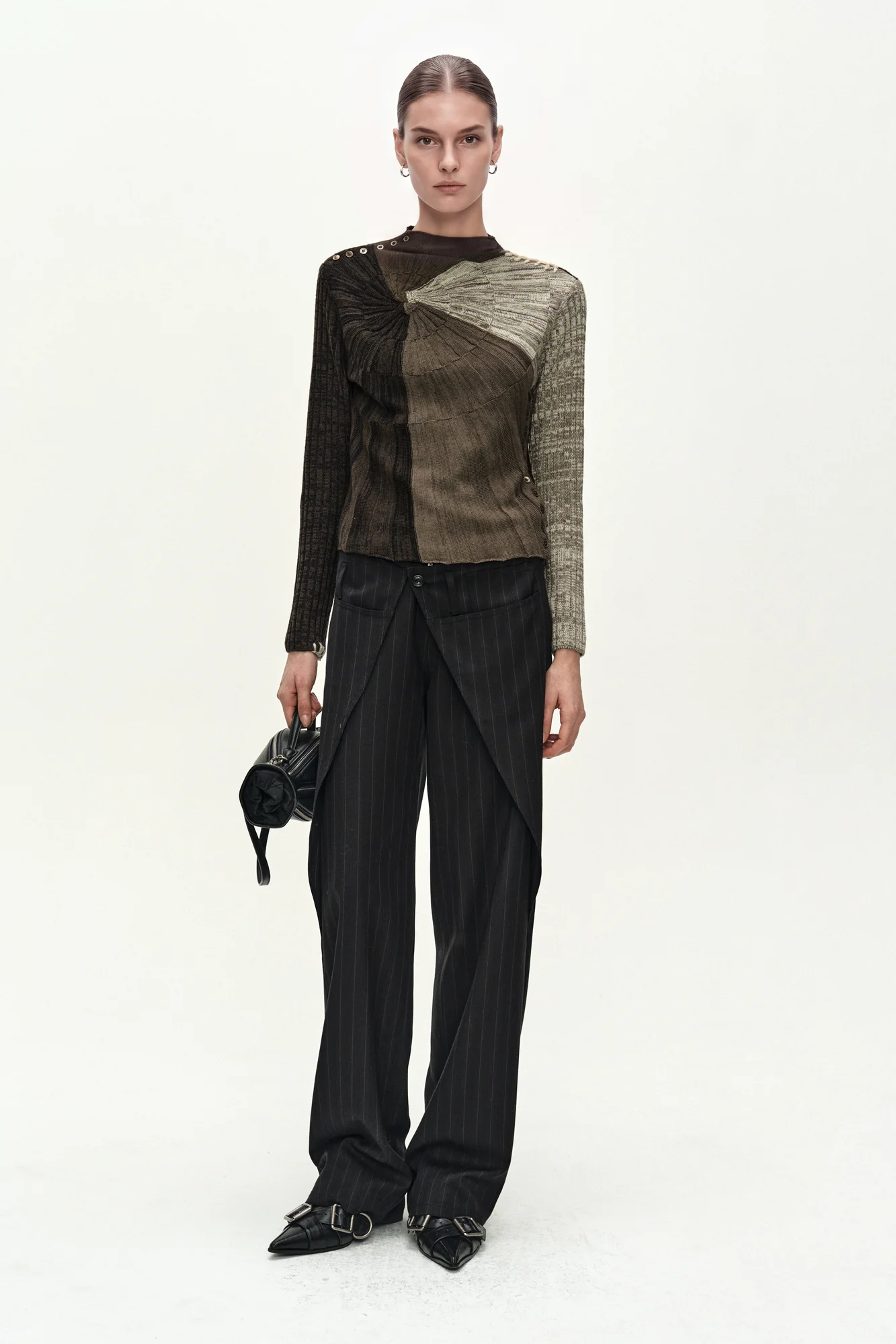 ANDERSSON BELL STRIPE WRAP PANTS BLACK