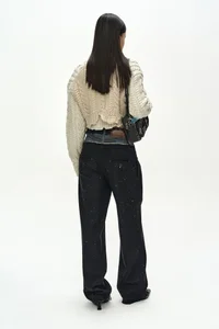 DENIM-WAIST NEP WOOL TROUSERS thumb 5