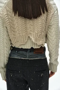 DENIM-WAIST NEP WOOL TROUSERS thumb 9