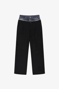 DENIM-WAIST NEP WOOL TROUSERS thumb 10