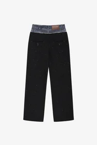 DENIM-WAIST NEP WOOL TROUSERS thumb 11