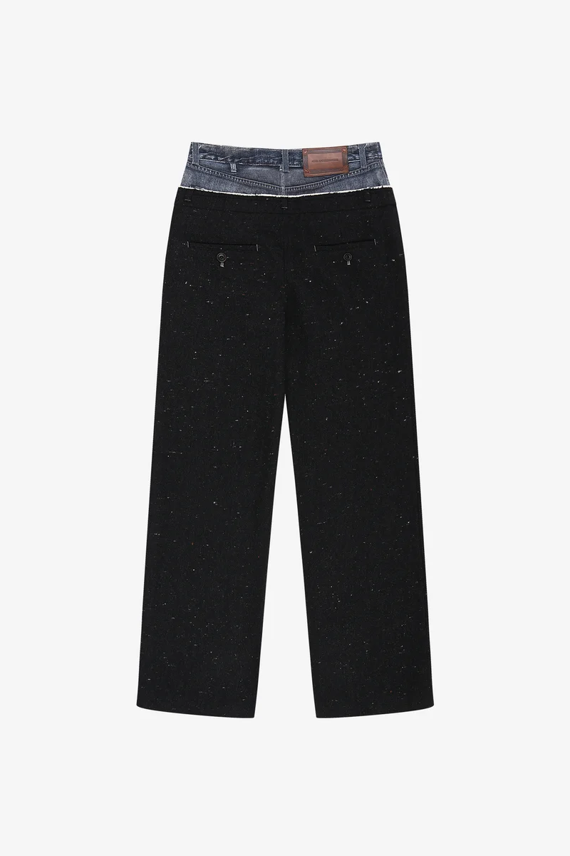 DENIM-WAIST NEP WOOL TROUSERS 11