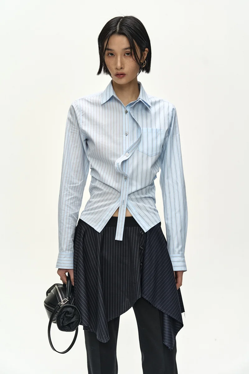 ASYMMETRIC WRAP SKIRT-LAYERED BOOTCUT TROUSERS 4