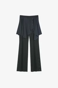 ASYMMETRIC WRAP SKIRT-LAYERED BOOTCUT TROUSERS thumb 10