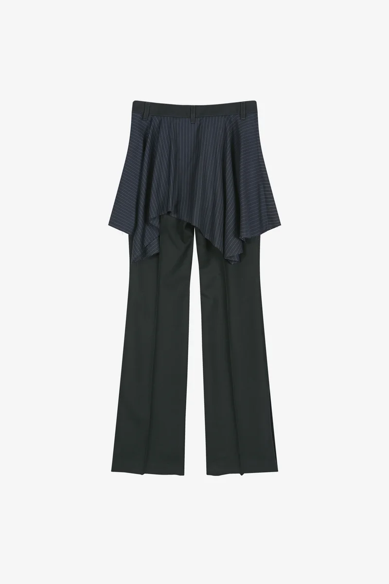 ASYMMETRIC WRAP SKIRT-LAYERED BOOTCUT TROUSERS 11