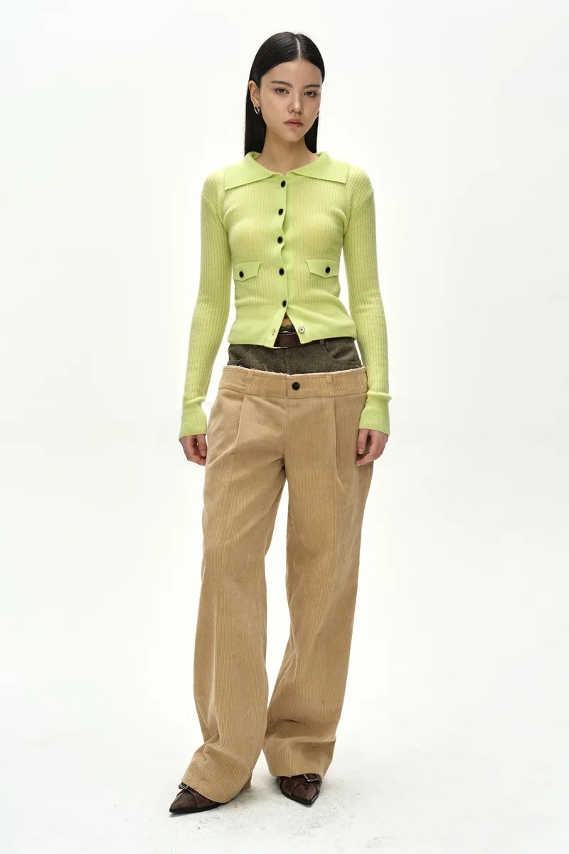 HERRINGBONE-WAIST CORDUROY TROUSERS 2