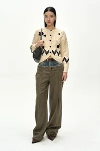 DENIM-WAIST HERRINGBONE TROUSERS thumb 2