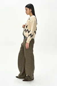 DENIM-WAIST HERRINGBONE TROUSERS thumb 3