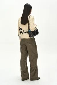 DENIM-WAIST HERRINGBONE TROUSERS thumb 4
