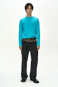 DOUBLE WAIST STRIPE WOOL TROUSERS thumb 1