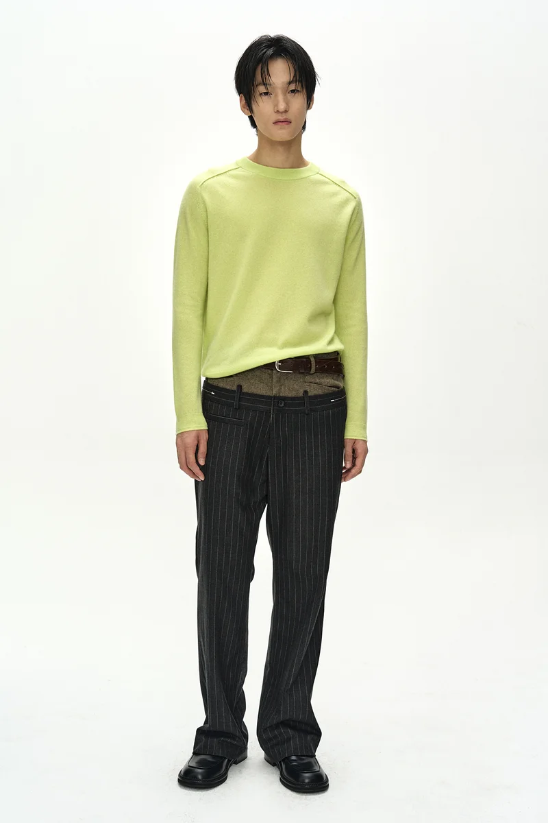 DOUBLE WAIST STRIPE WOOL TROUSERS 2