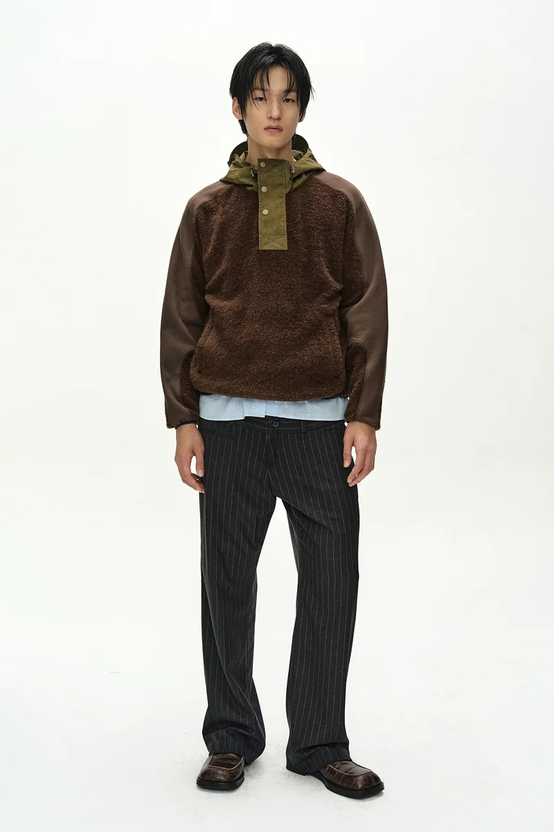 DOUBLE WAIST STRIPE WOOL TROUSERS 7