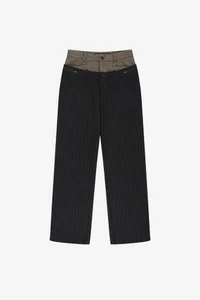 DOUBLE WAIST STRIPE WOOL TROUSERS thumb 10