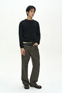 DOUBLE WAIST DENIM WOOL TROUSERS thumb 1