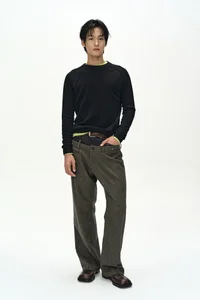 DOUBLE WAIST DENIM WOOL TROUSERS thumb 3