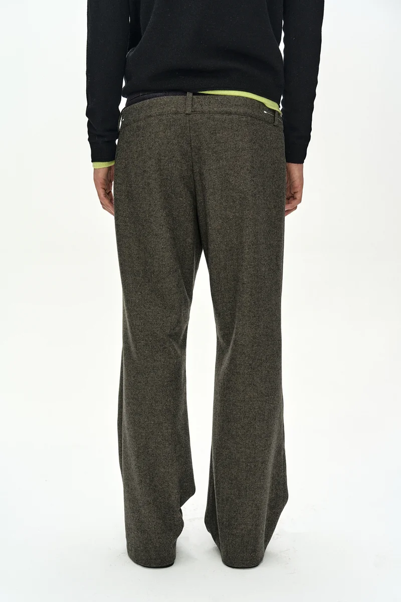 DOUBLE WAIST DENIM WOOL TROUSERS 8