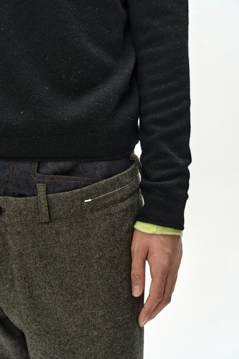 DOUBLE WAIST DENIM WOOL TROUSERS 10