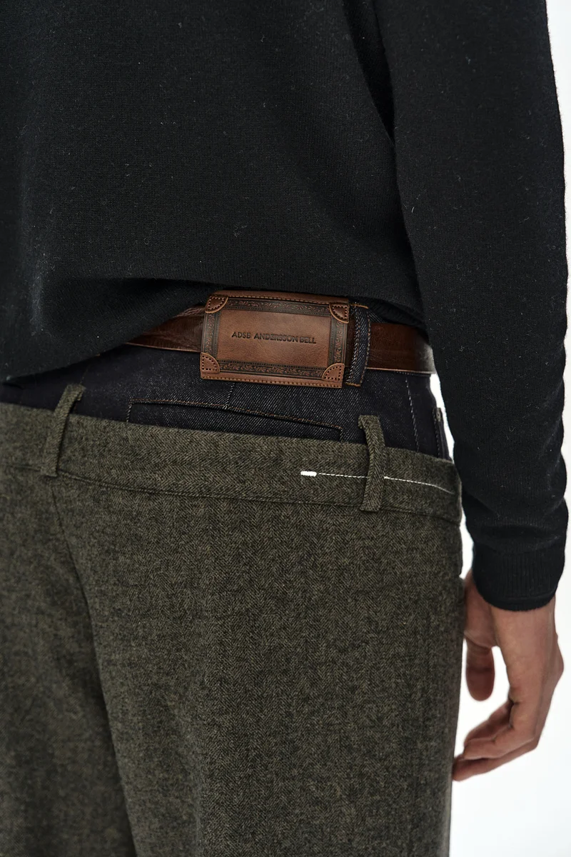 DOUBLE WAIST DENIM WOOL TROUSERS 11
