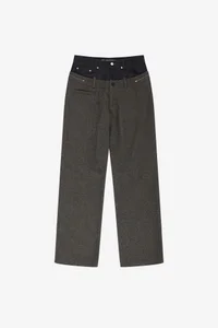 DOUBLE WAIST DENIM WOOL TROUSERS thumb 12