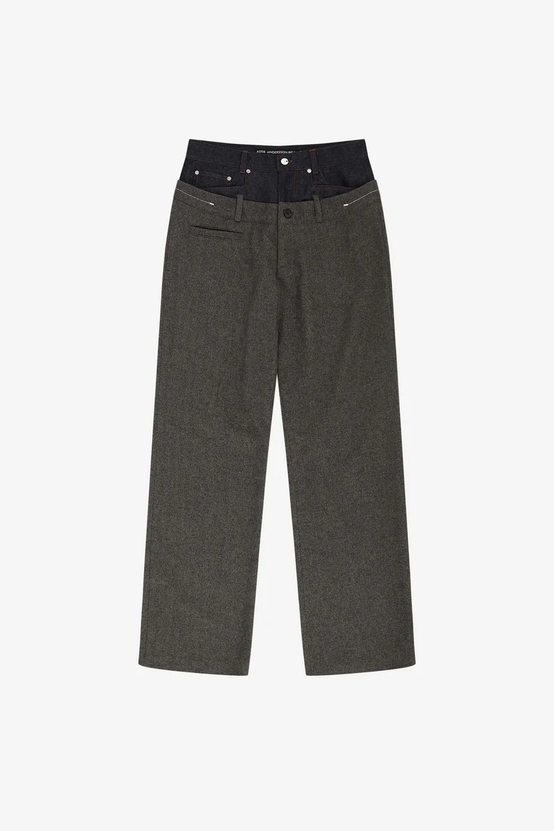 DOUBLE WAIST DENIM WOOL TROUSERS 12