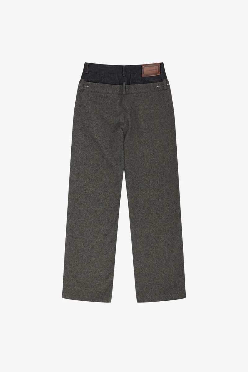 DOUBLE WAIST DENIM WOOL TROUSERS 13