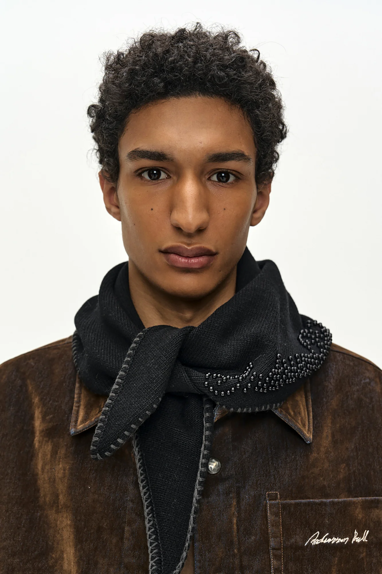 ANDERSSON BELL FLOCK VELVET PADDED SHIRT TOBACO