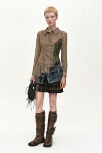 ASYMMETRIC STUDDED MESH SHIRT thumb 1