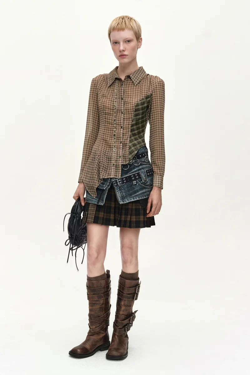 ASYMMETRIC STUDDED MESH SHIRT 1