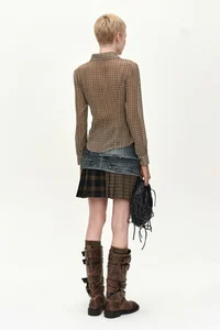 ASYMMETRIC STUDDED MESH SHIRT thumb 3