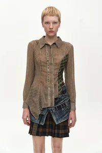 ASYMMETRIC STUDDED MESH SHIRT thumb 4