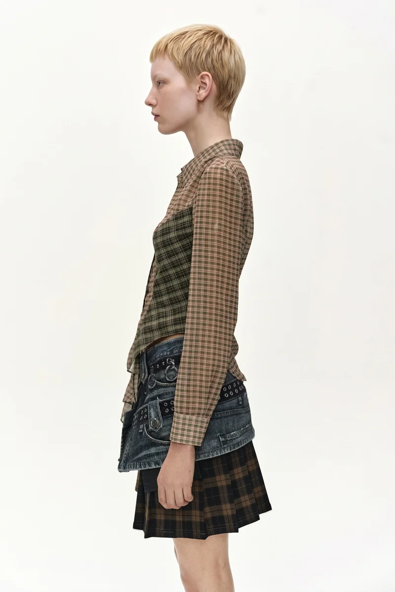 ASYMMETRIC STUDDED MESH SHIRT 5