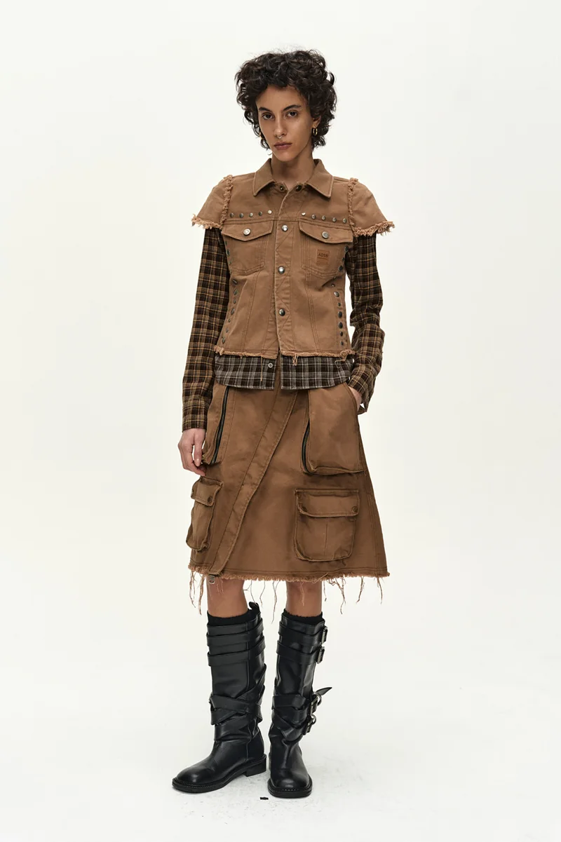 LAYERED STUDDED VEST SHIRT 4
