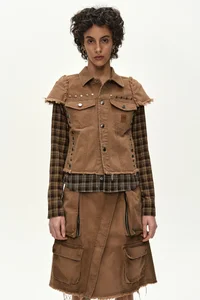 LAYERED STUDDED VEST SHIRT thumb 7