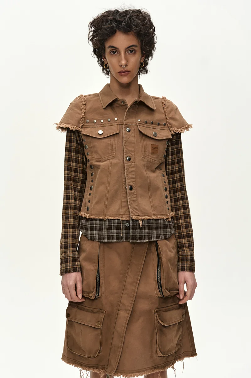LAYERED STUDDED VEST SHIRT 7