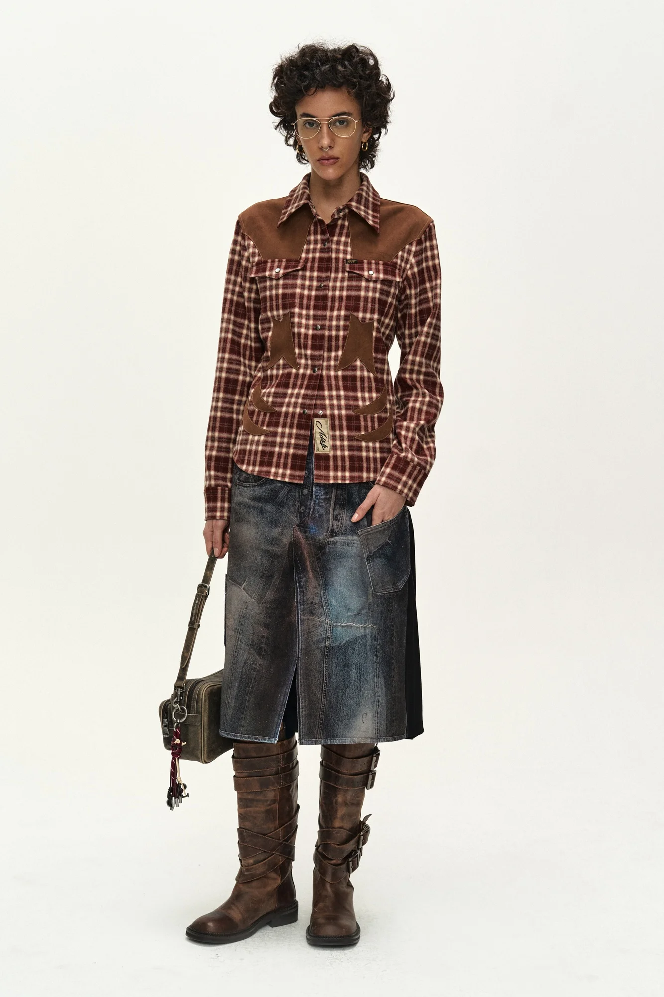 ANDERSSON BELL CHECKERED WESTERN PATCHED SHIRT RED