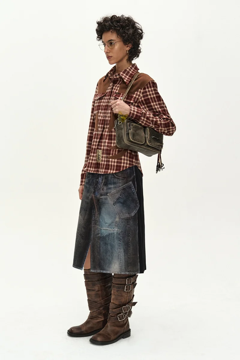 CHECKERED WESTERN PATCHED SHIRT 2