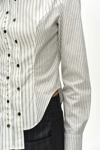 ASYMMETRIC STUDDED STRIPE SHIRT thumb 1