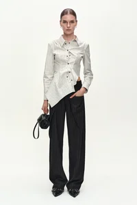 ASYMMETRIC STUDDED STRIPE SHIRT thumb 2