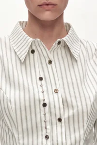 ASYMMETRIC STUDDED STRIPE SHIRT thumb 6