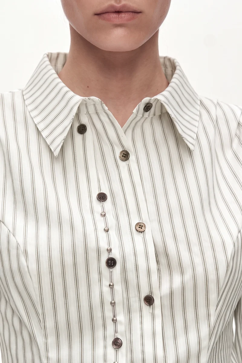 ASYMMETRIC STUDDED STRIPE SHIRT 6