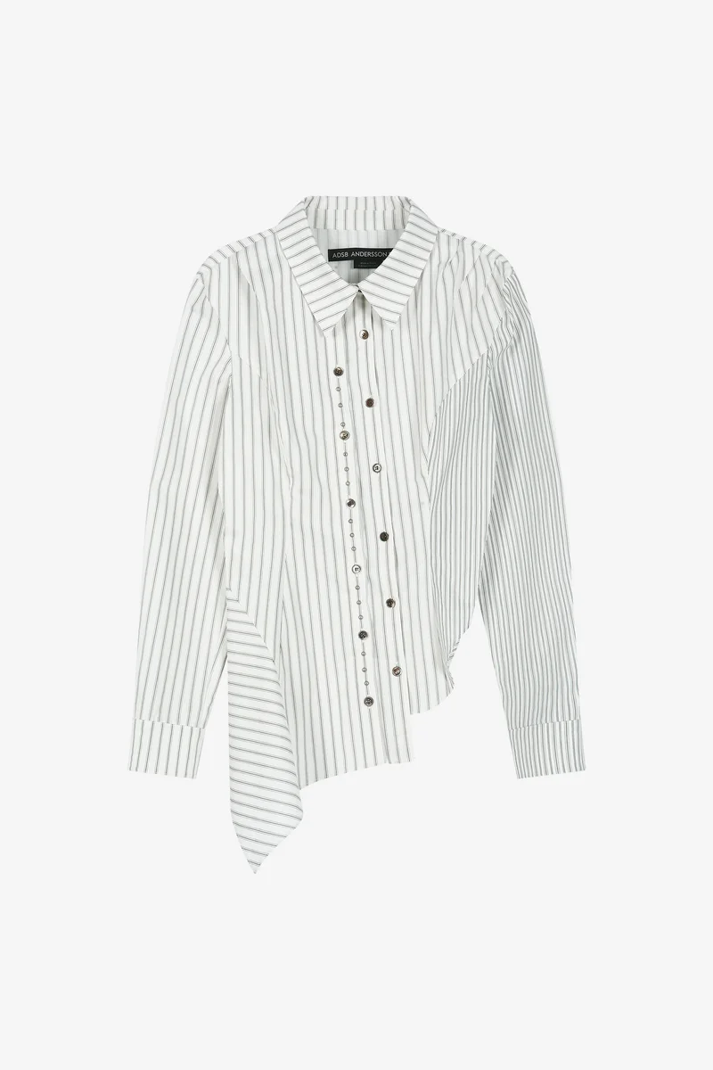 ASYMMETRIC STUDDED STRIPE SHIRT 8