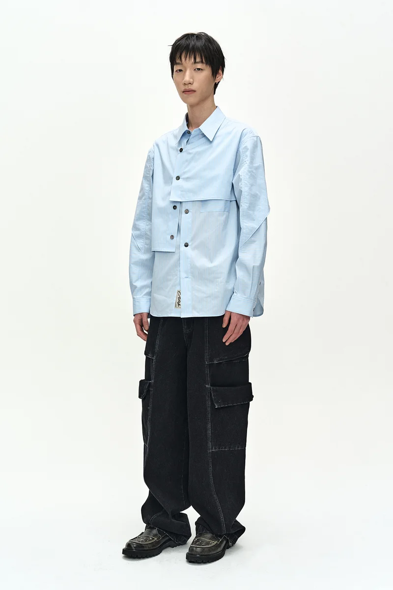 MAEY STRIPE LAYERED SHIRT 2